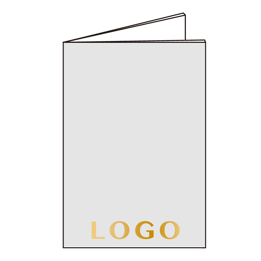 Logo placement on the lower area of a folio front cover