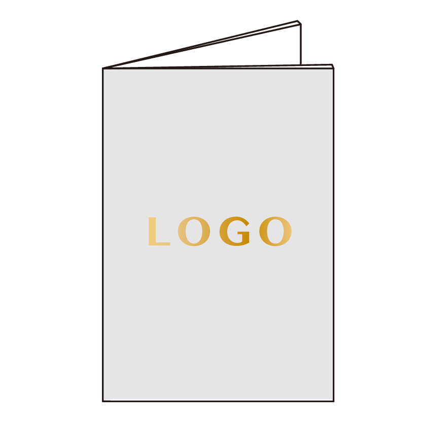 Logo placement centered on a folio front cover