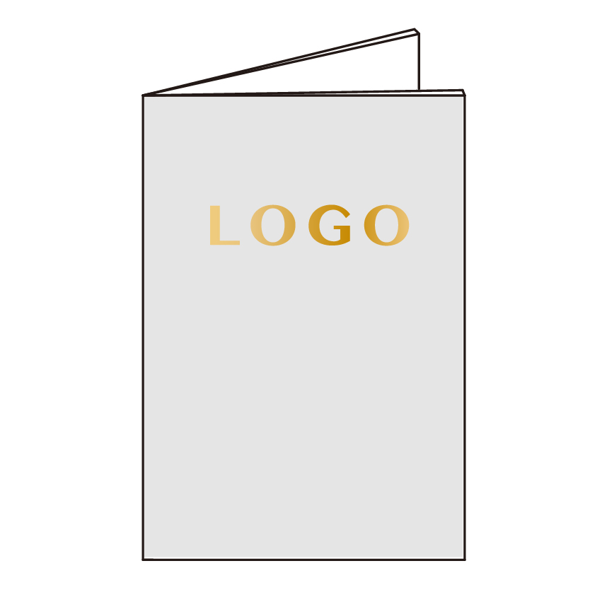 Logo placement on the upper area of a folio front cover