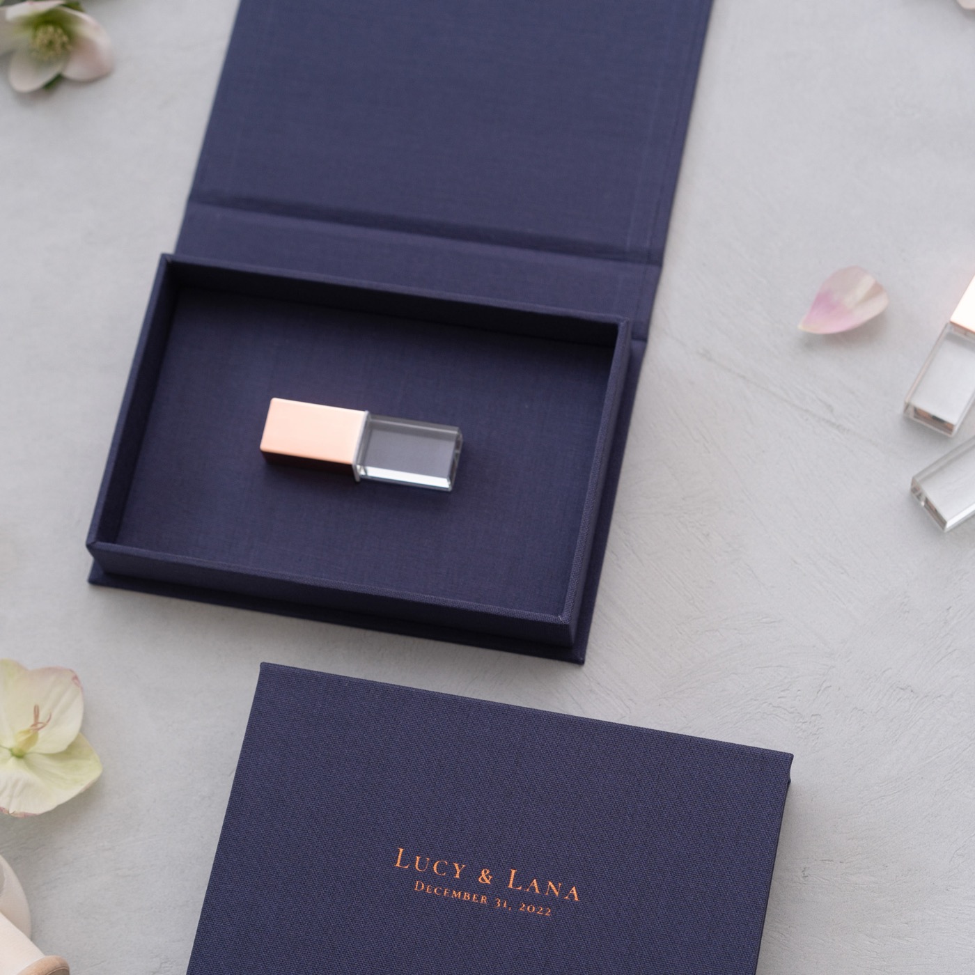 Navy linen Studio USB Box